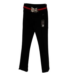 New Fashion Women's Low Rise Chain Detail Pants in Black/Gold Size XL